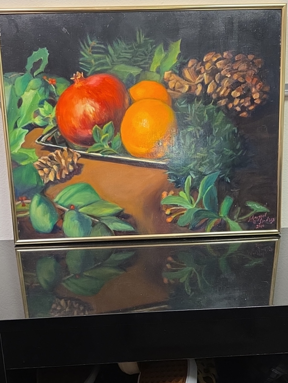 Original Oil Painting The Pomegranate Margret Lindsey 2010 Framed